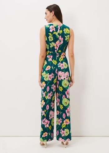 Phase Eight Effie Printed Jumpsuit Turquoise/Multicolor Australia | SJ7514386